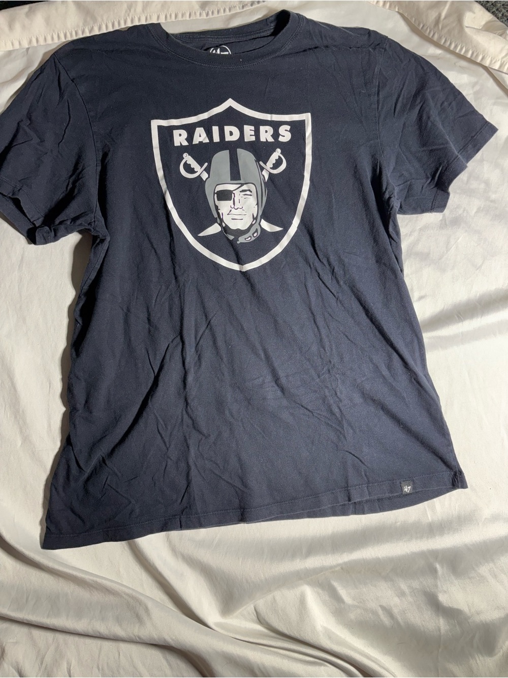 47 Brand Men's Los Angeles Raiders Navy Short Sleeve Graphic Tee